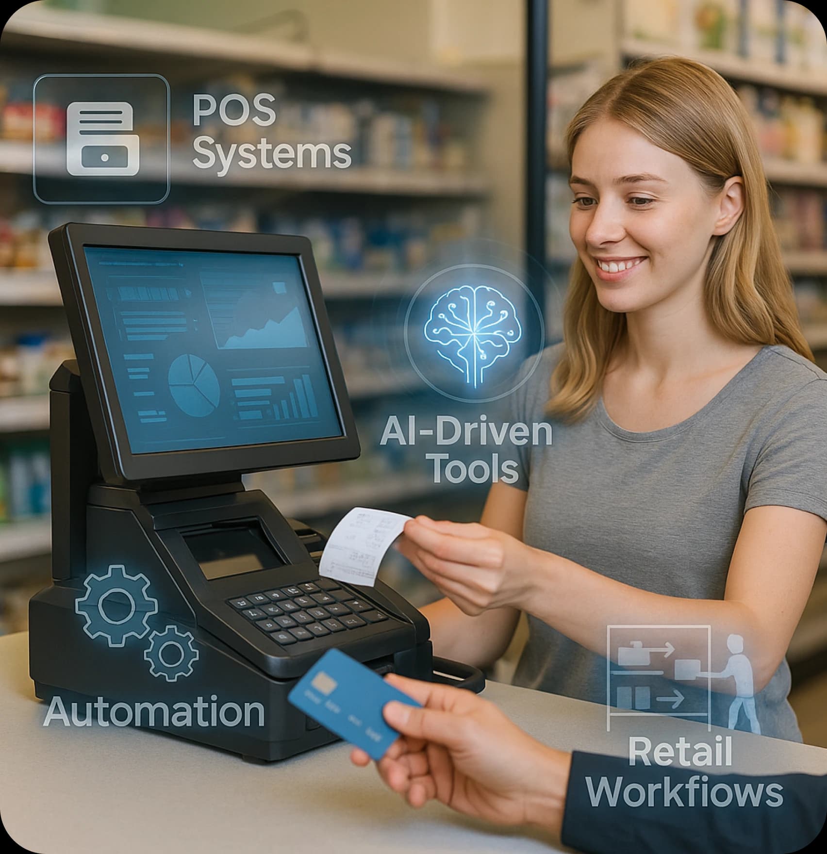 Retail expert collaborating on a desktop interface 